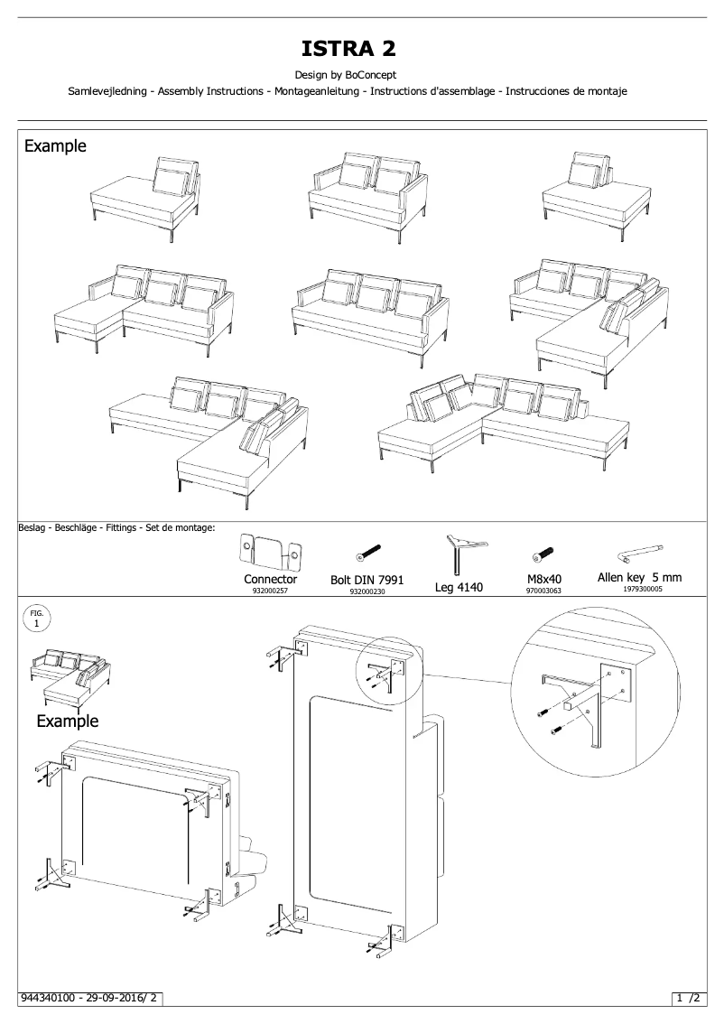 Page 1 de la notice Manuel utilisateur BoConcept Istra 2