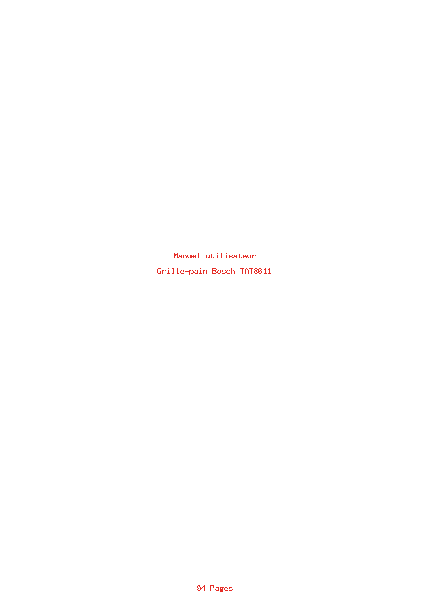 Page 1 de la notice Manuel utilisateur Bosch TAT8611