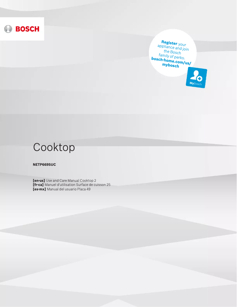 Page 1 of the manual Use and Maintenance Manual Bosch NETP669SUC