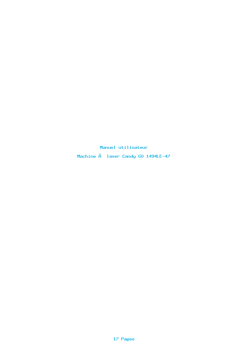 Page 1 de la notice Manuel utilisateur Candy GO 1494LE-47