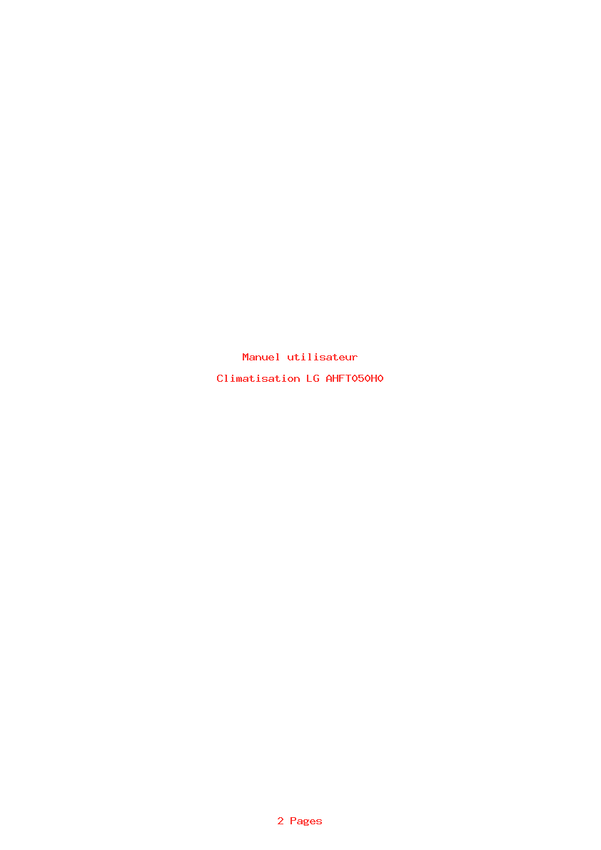 Page 1 de la notice Manuel utilisateur LG AHFT050H0