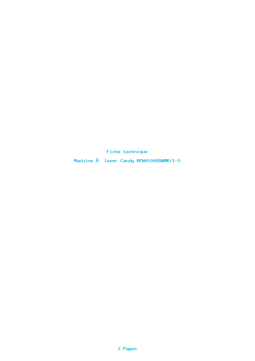 Page 1 de la notice Fiche technique Candy RPW41066BWMR/1-S