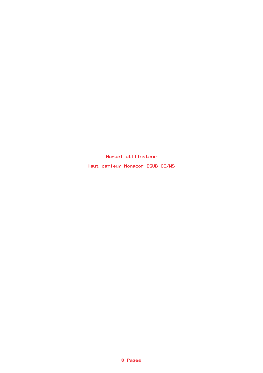 Page 1 de la notice Manuel utilisateur Monacor ESUB-6C/WS
