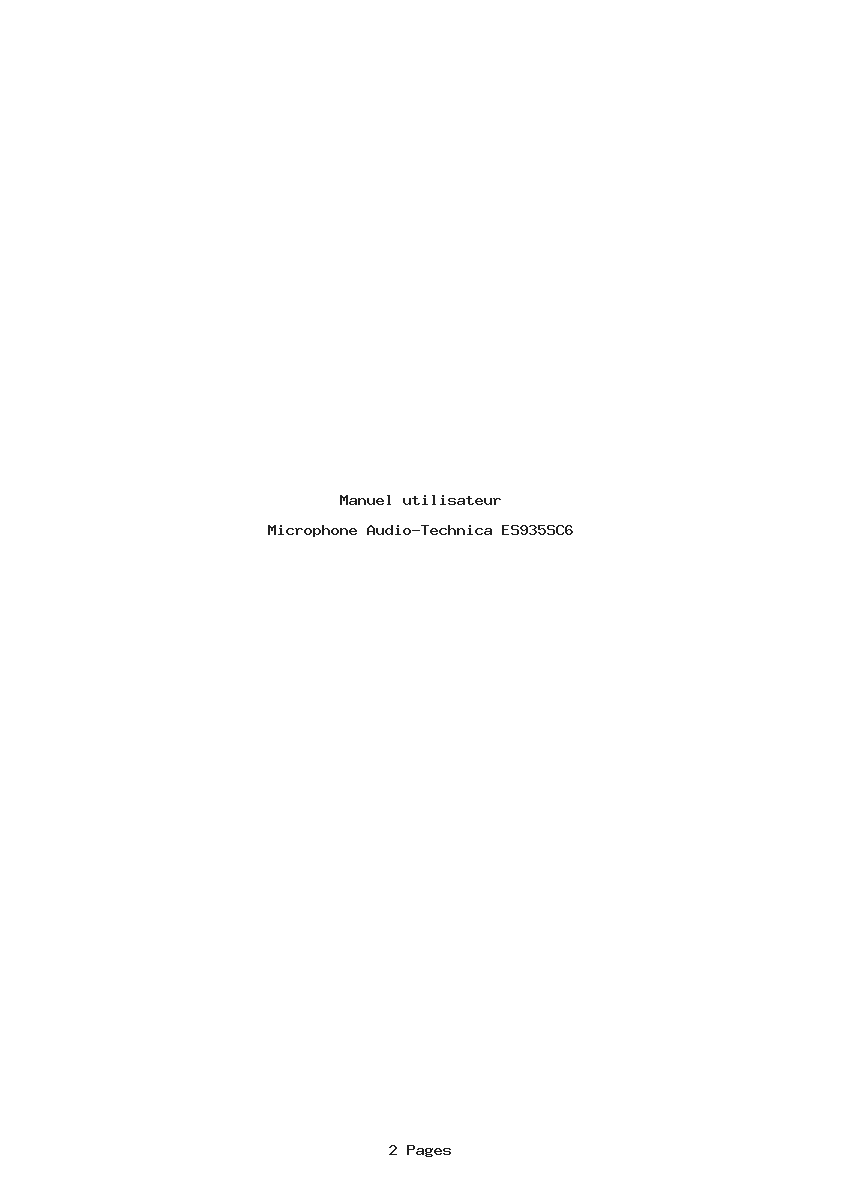 Page 1 de la notice Manuel utilisateur Audio-Technica ES935SC6