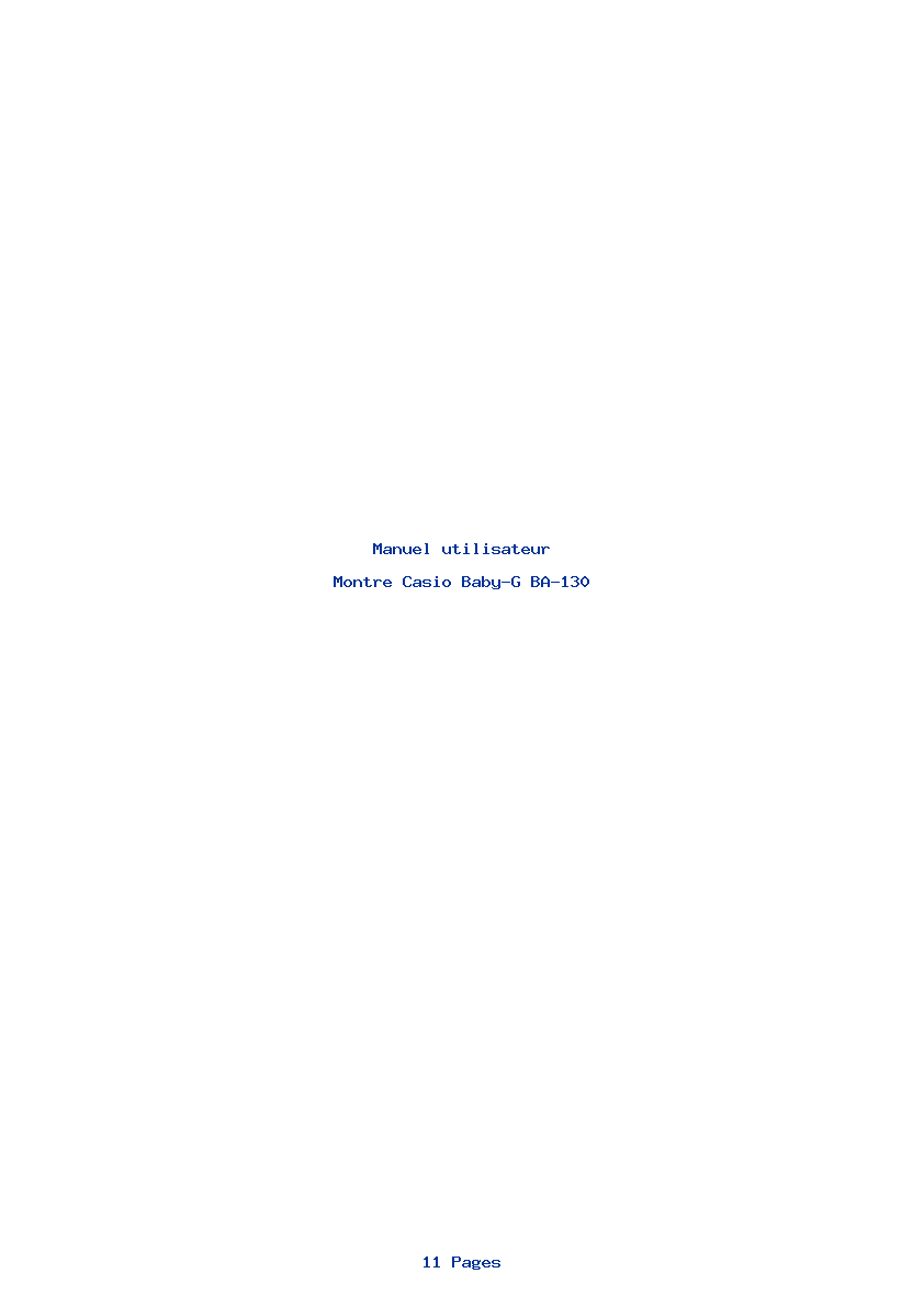 Page 1 de la notice Manuel utilisateur Casio Baby-G BA-130