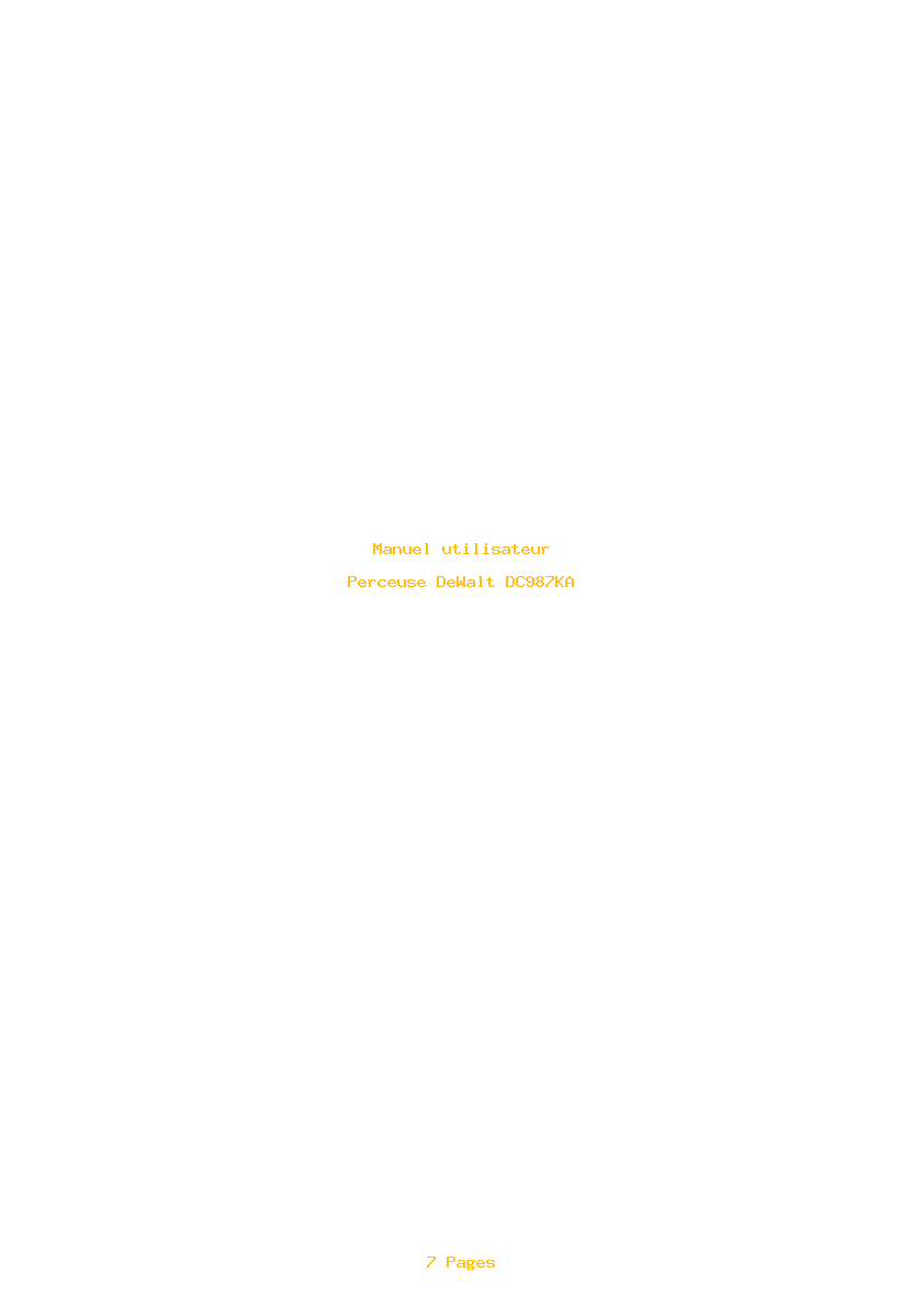 Page 1 de la notice Manuel utilisateur DeWalt DC987KA