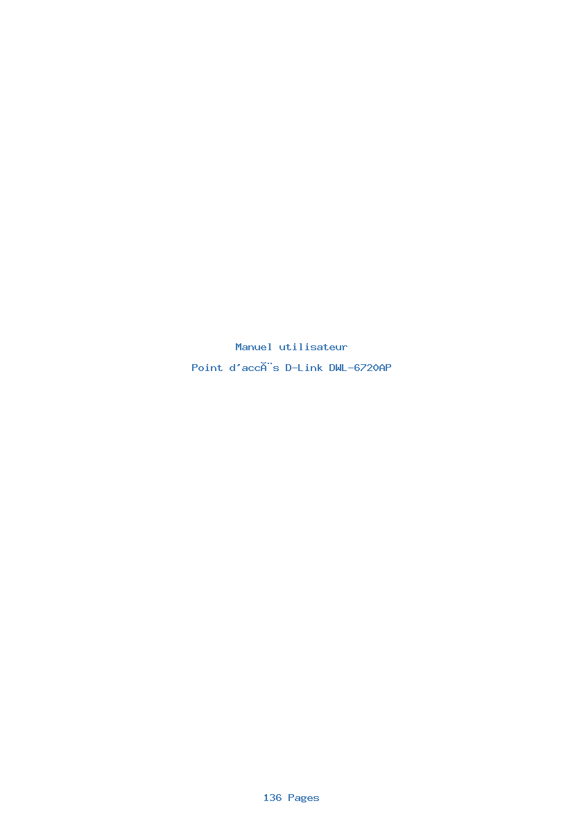 Page 1 de la notice Manuel utilisateur D-Link DWL-6720AP