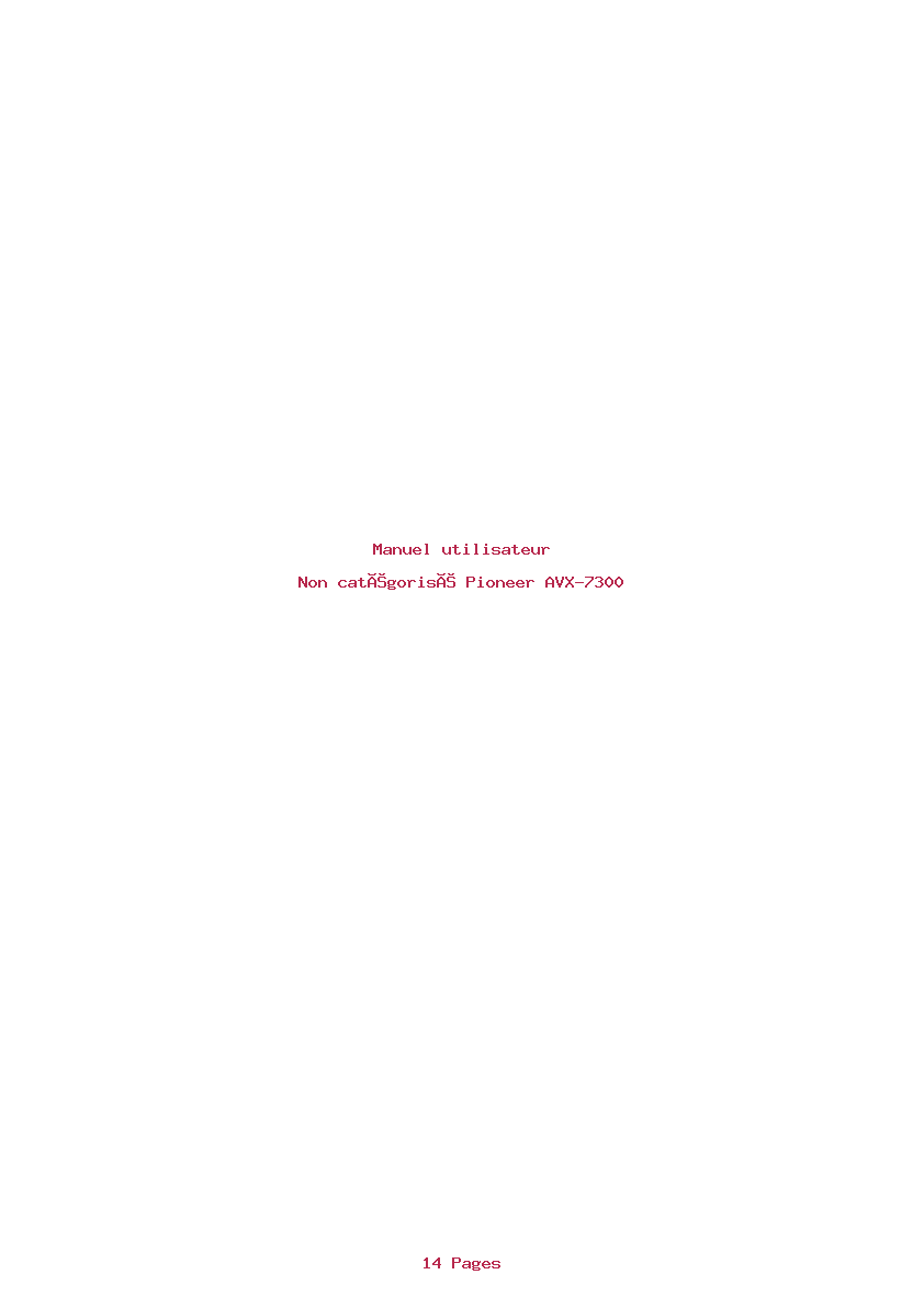Page 1 de la notice Manuel utilisateur Pioneer AVX-7300