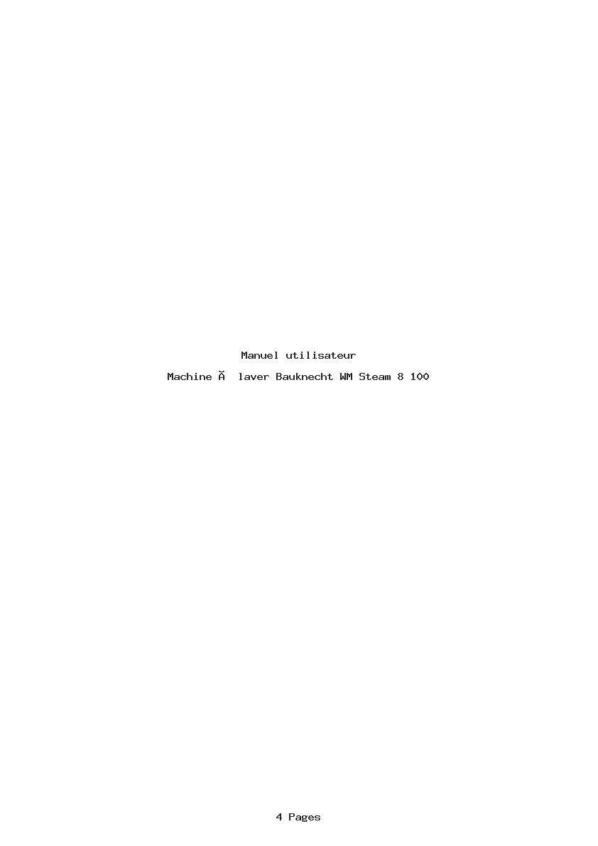 Page 1 de la notice Manuel utilisateur Bauknecht WM Steam 8 100
