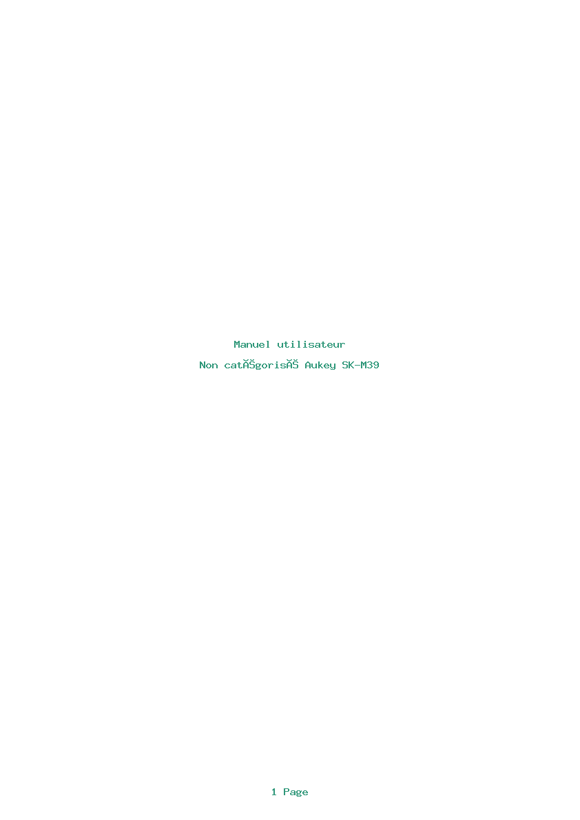 Page 1 de la notice Manuel utilisateur Aukey SK-M39