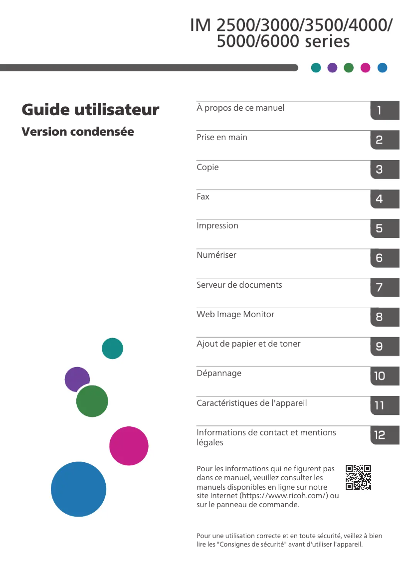 Page 1 de la notice Manuel utilisateur Ricoh IM 3000
