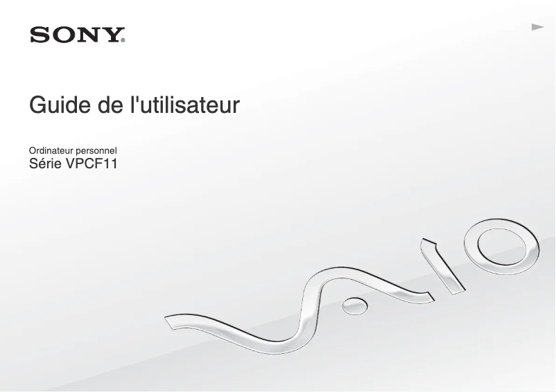 Page 1 de la notice Guide d'installation Sony Vaio VPCF119FS