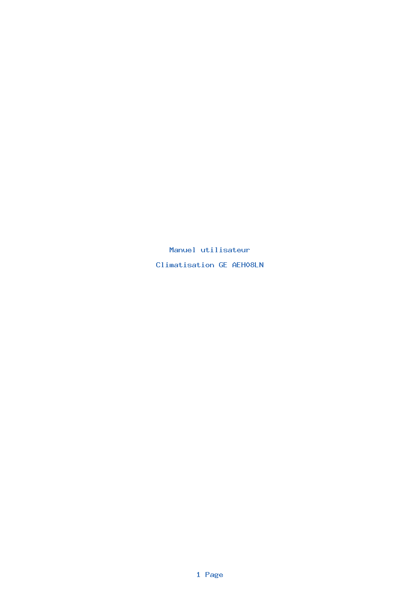 Page 1 de la notice Manuel utilisateur GE AEH08LN