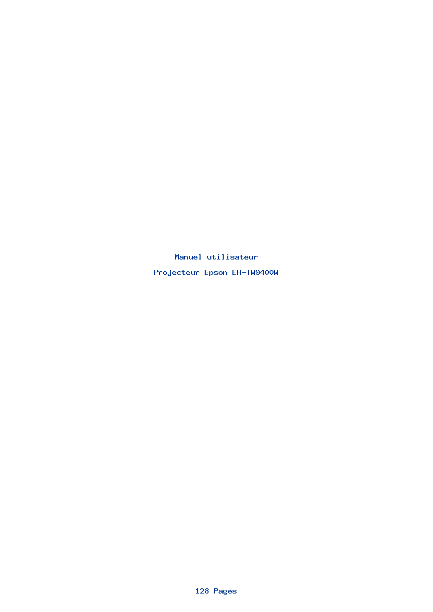 Page 1 de la notice Manuel utilisateur Epson EH-TW9400W