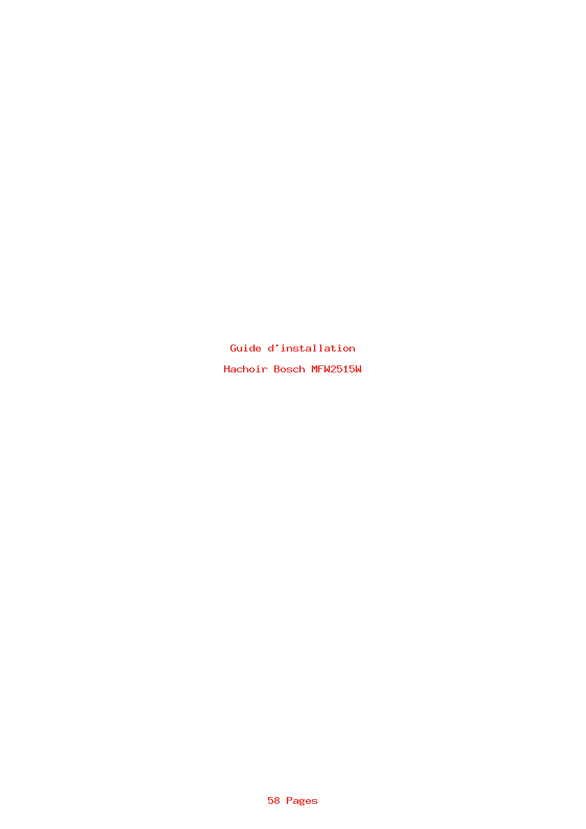 Page 1 de la notice Guide d'installation Bosch MFW2515W