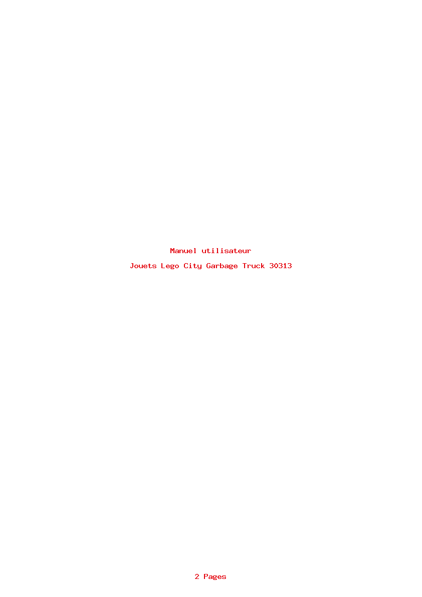 Page 1 de la notice Manuel utilisateur Lego City Garbage Truck 30313