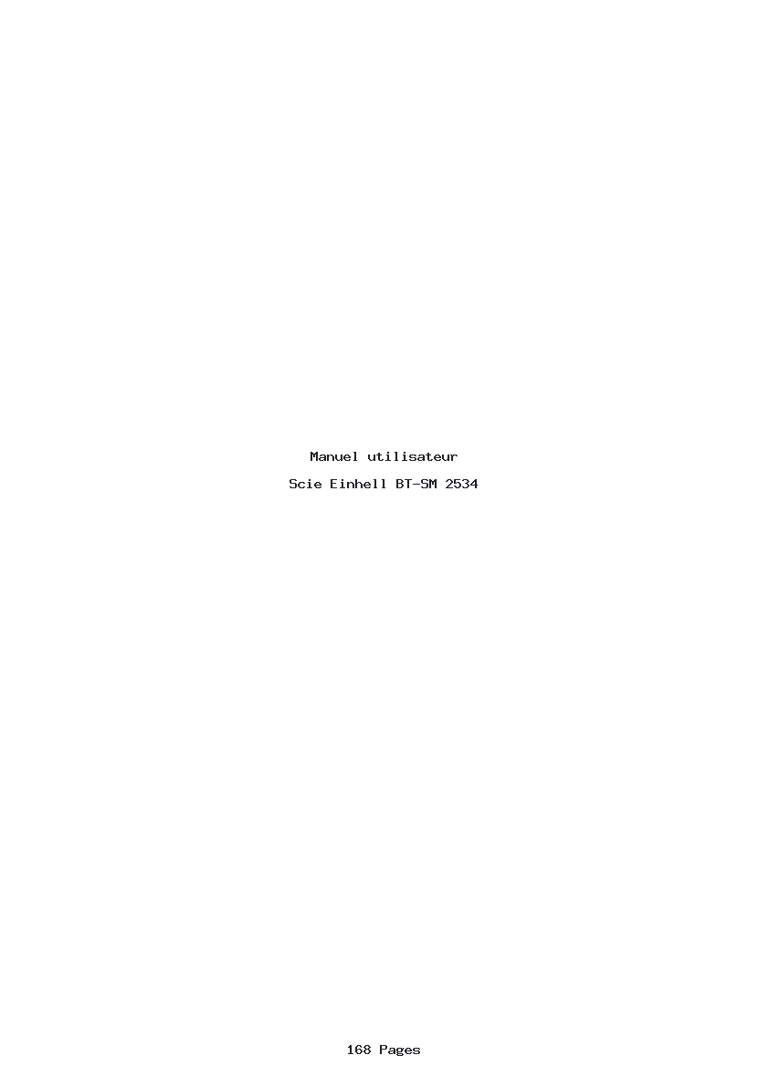 Page 1 de la notice Manuel utilisateur Einhell BT-SM 2534