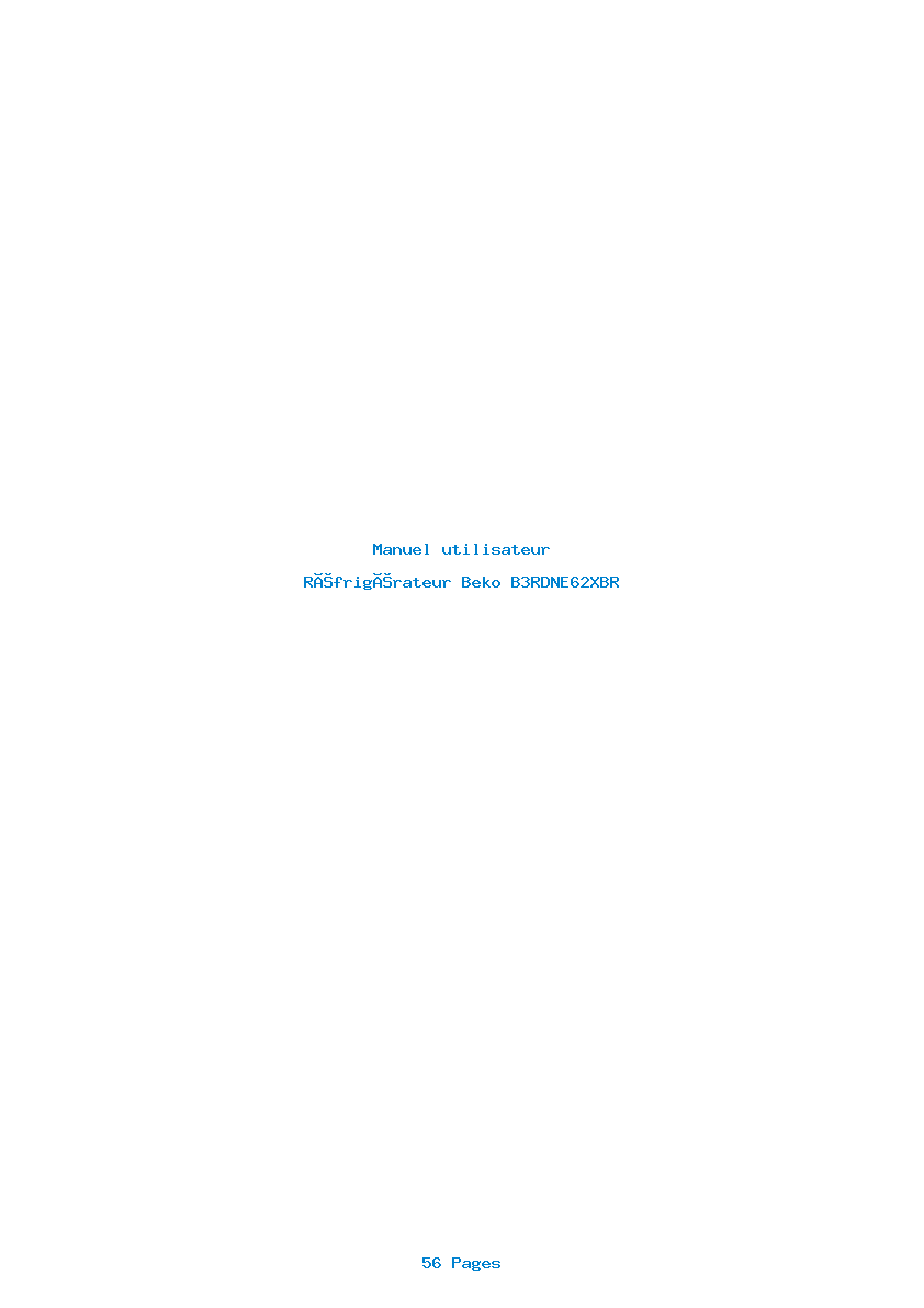 Page 1 de la notice Manuel utilisateur Beko B3RDNE62XBR