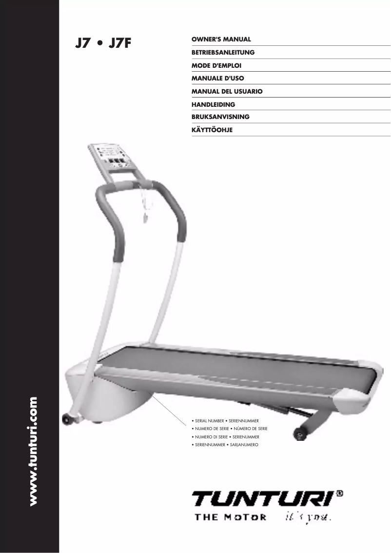 Page 1 de la notice Manuel utilisateur Tunturi J7F