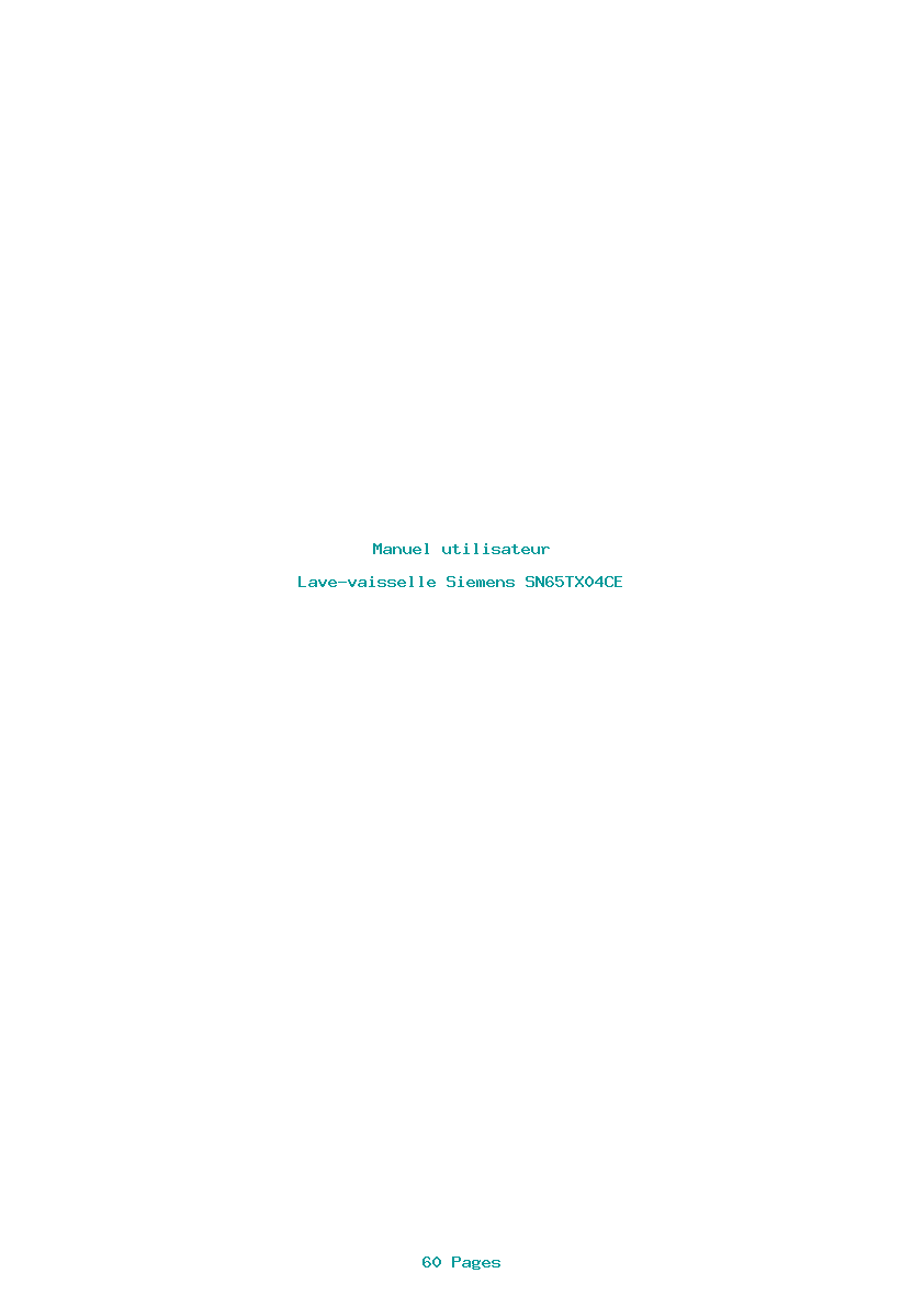 Page 1 de la notice Manuel utilisateur Siemens SN65TX04CE