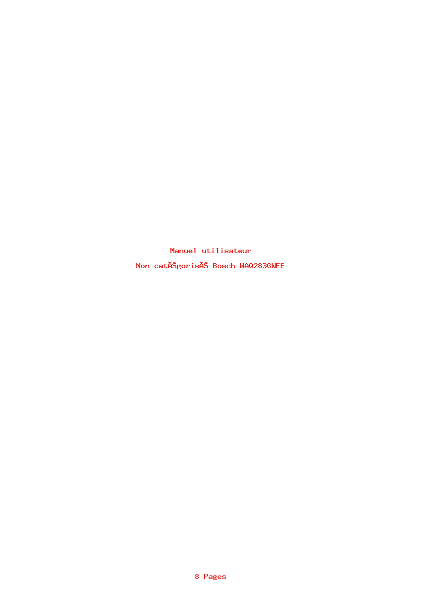 Page 1 de la notice Manuel utilisateur Bosch WAQ2836WEE
