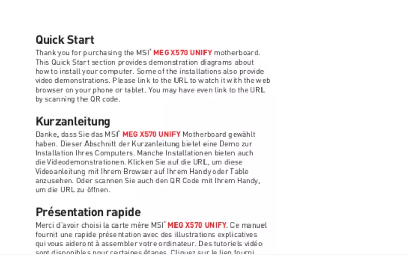 Page 1 de la notice Manuel utilisateur MSI MEG X570 Unify