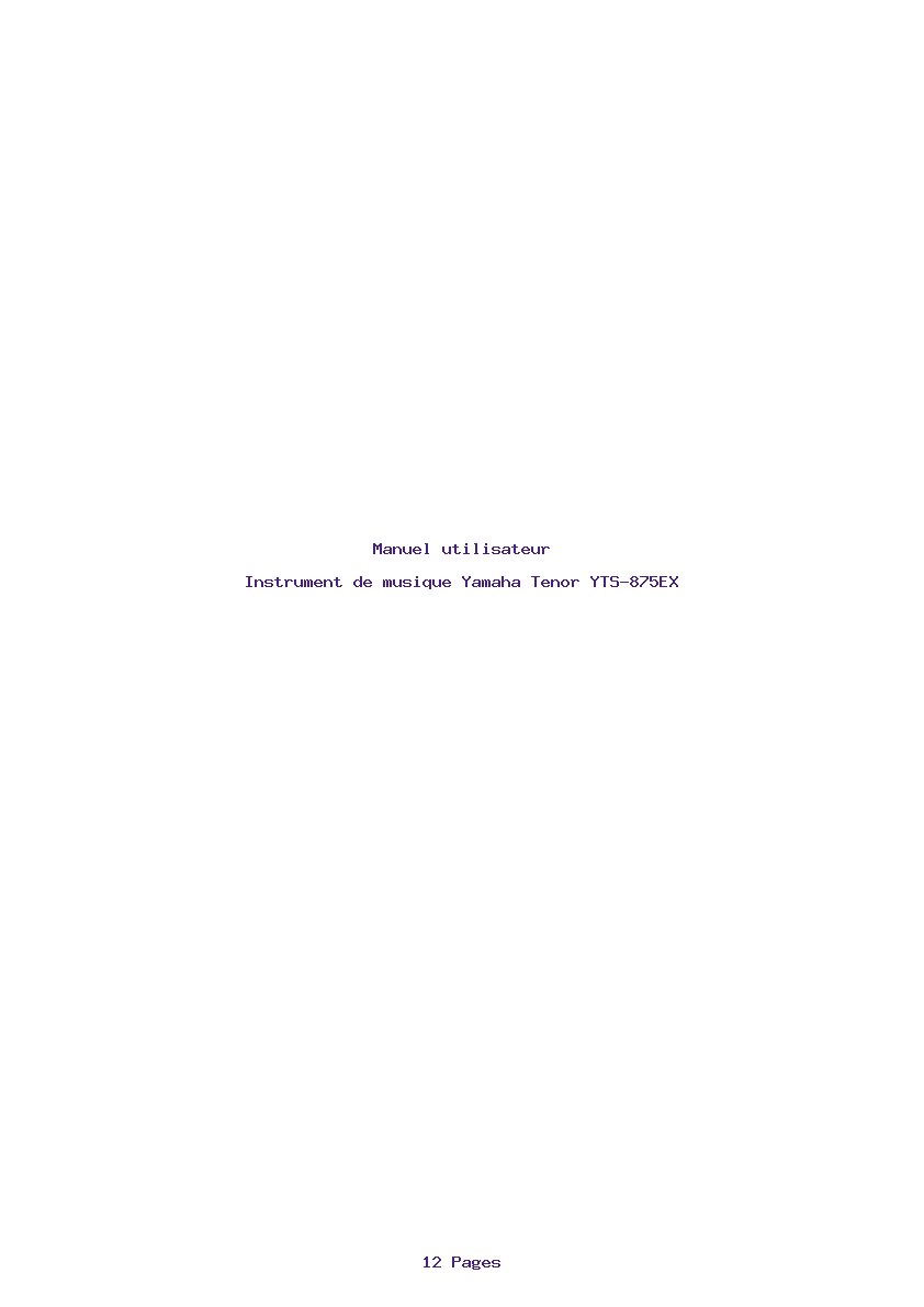 Page 1 de la notice Manuel utilisateur Yamaha Tenor YTS-875EX