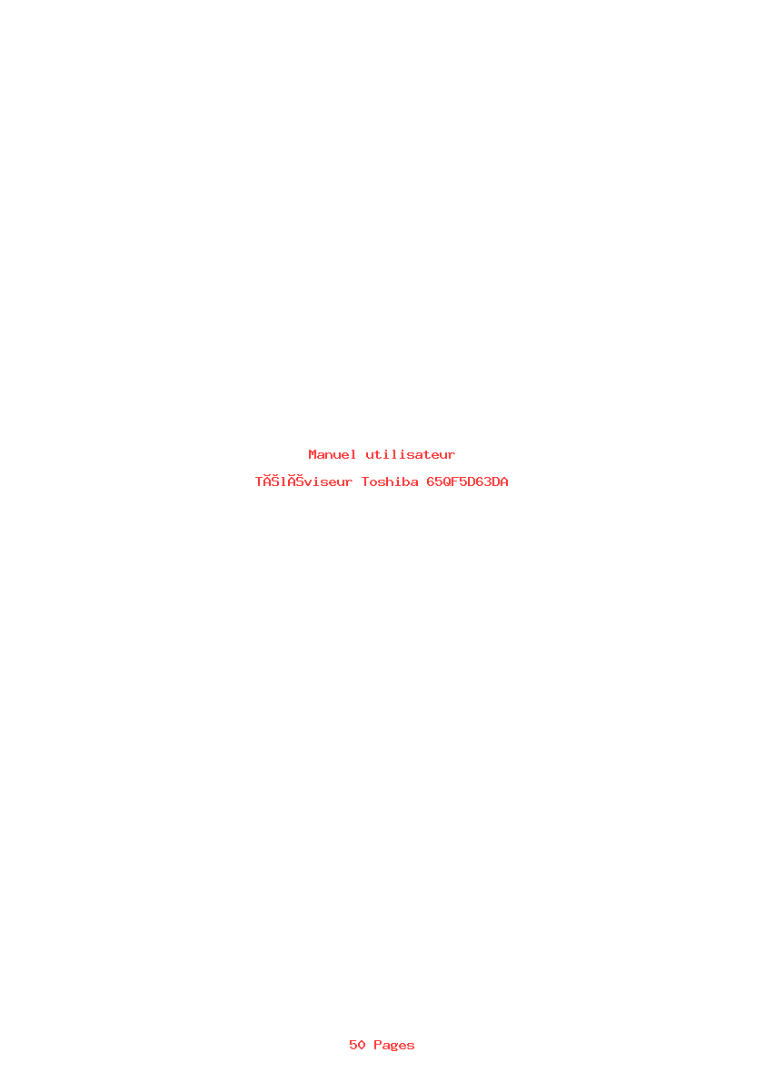 Page 1 de la notice Manuel utilisateur Toshiba 65QF5D63DA