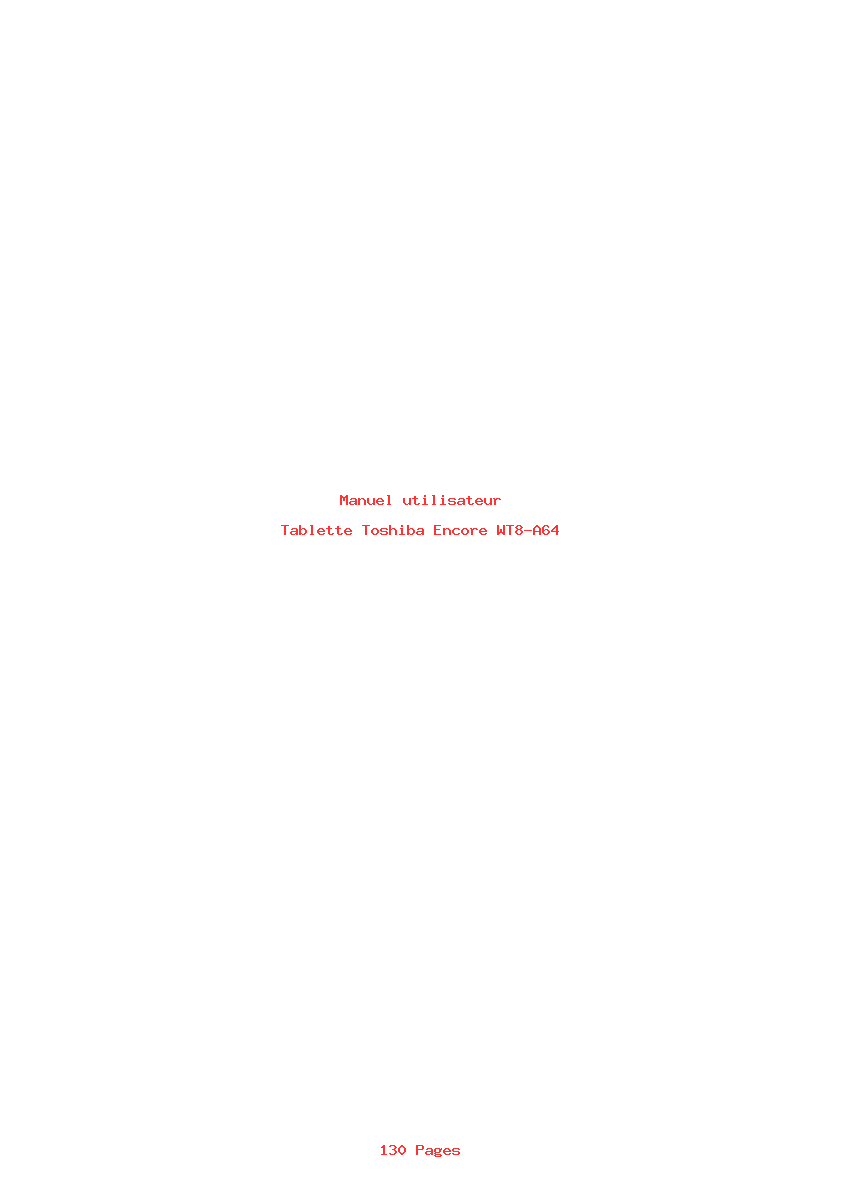 Page 1 de la notice Manuel utilisateur Toshiba Encore WT8-A64