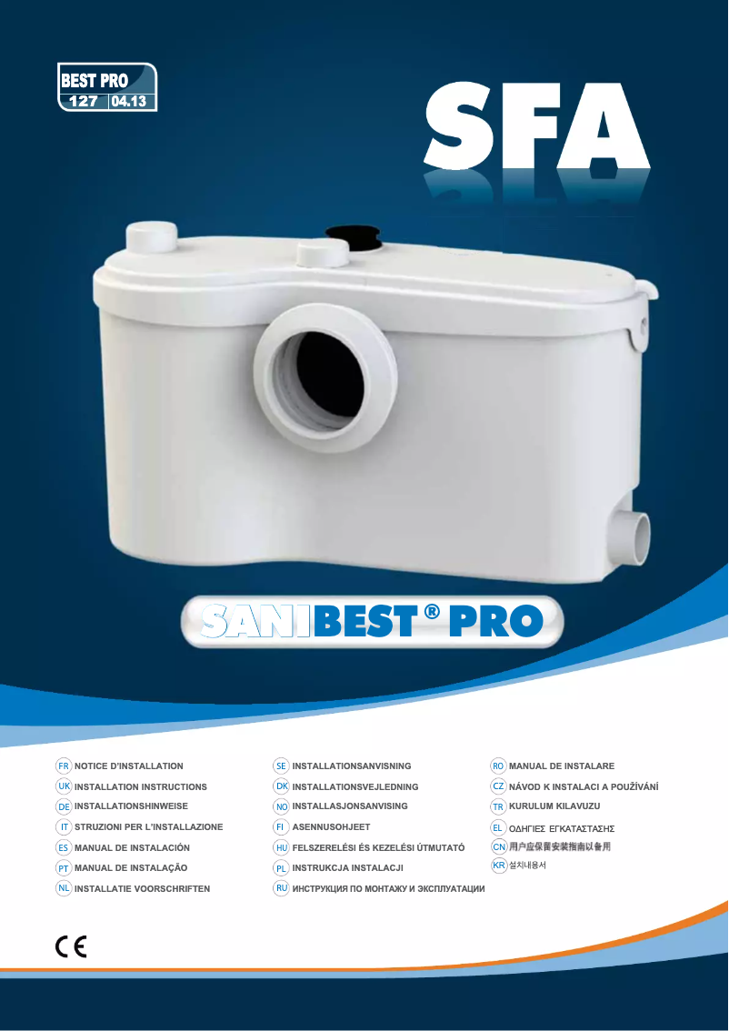 Page 1 de la notice Manuel utilisateur Sanibroyeur Sanibest Pro