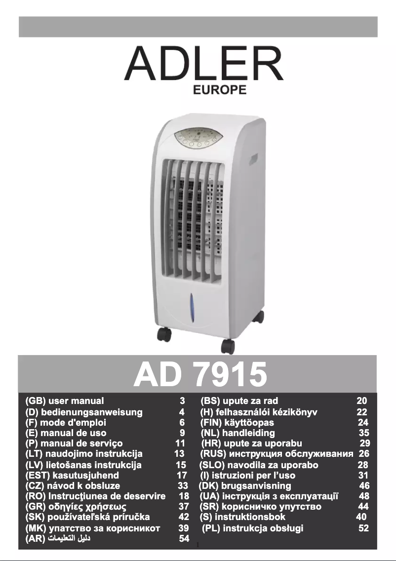 Page 1 de la notice Manuel utilisateur Adler AD 7915
