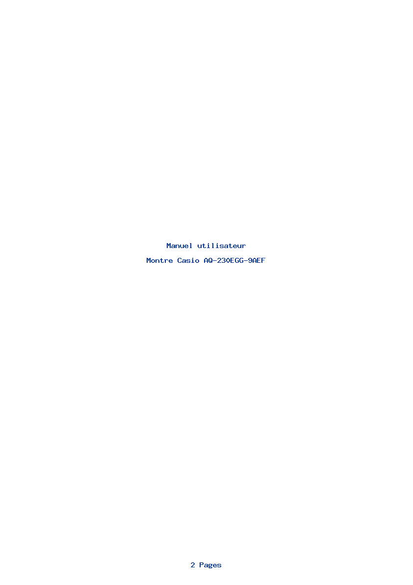 Page 1 de la notice Manuel utilisateur Casio AQ-230EGG-9AEF