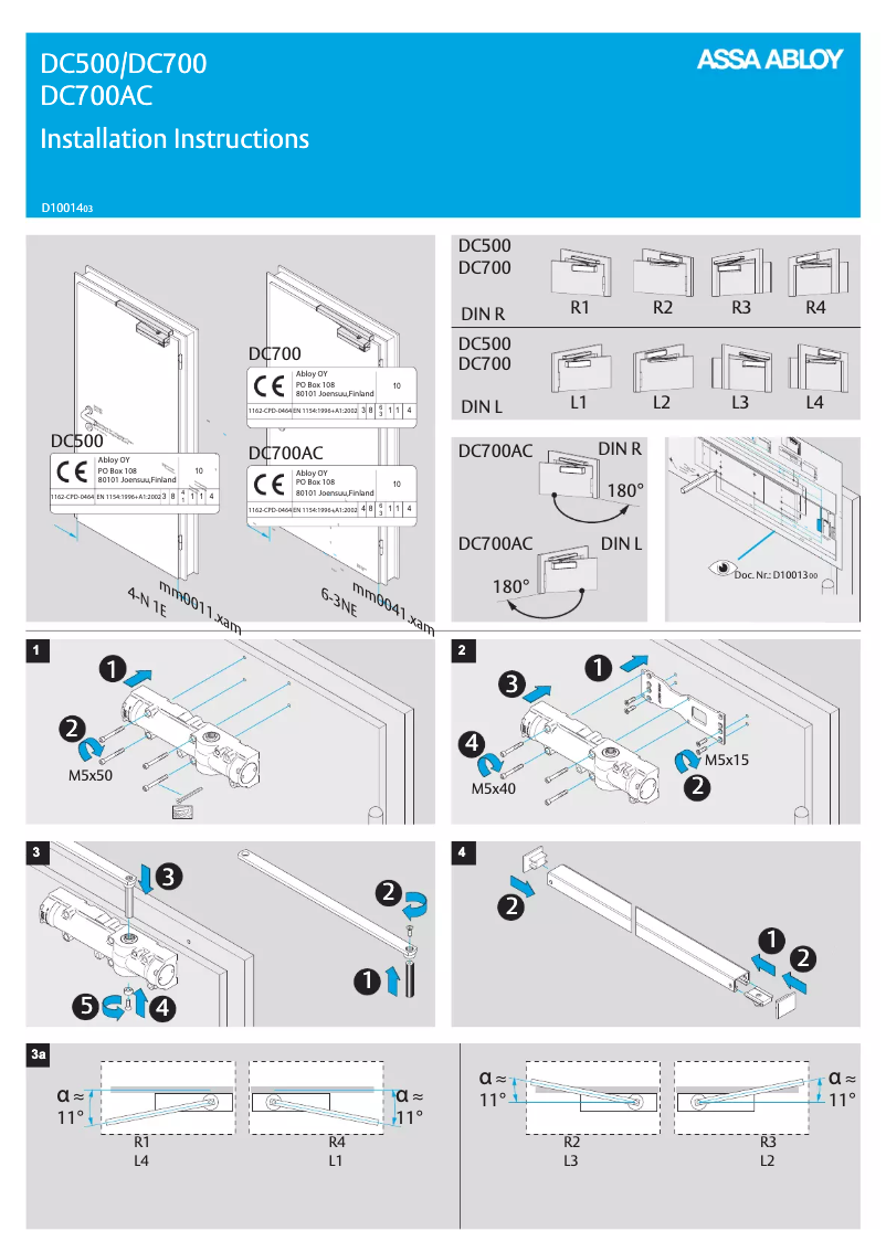 Page 1 of the manual User Manual Assa Abloy DC700