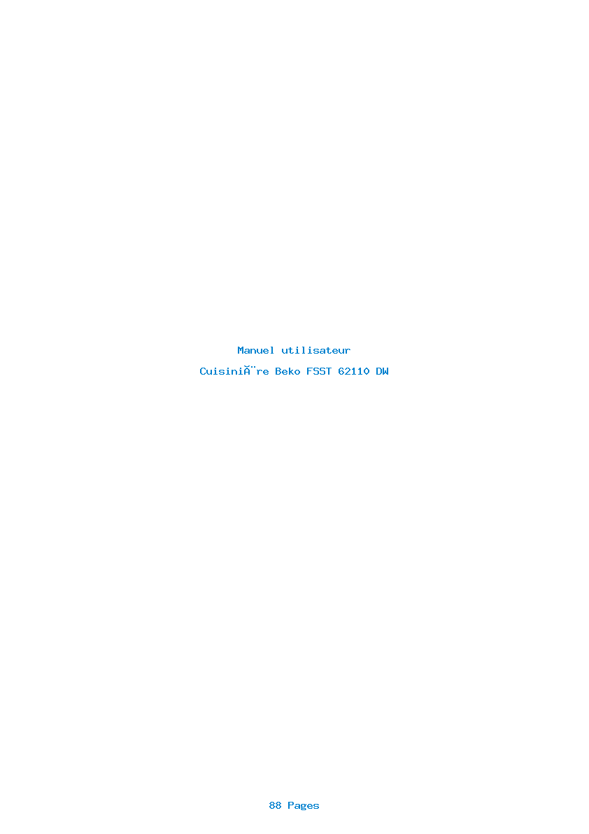 Page 1 de la notice Manuel utilisateur Beko FSST 62110 DW