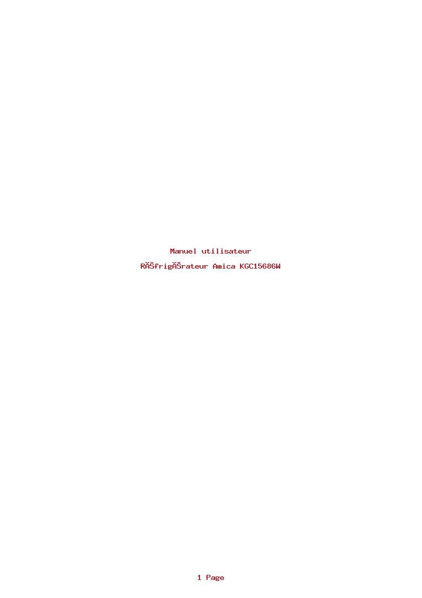 Page 1 de la notice Manuel utilisateur Amica KGC15686W