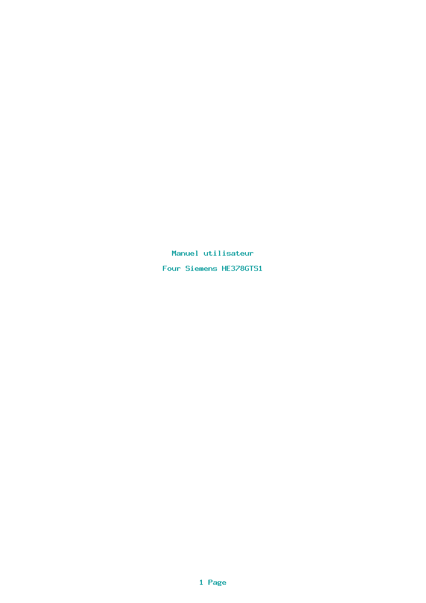 Page 1 de la notice Manuel utilisateur Siemens HE378GTS1
