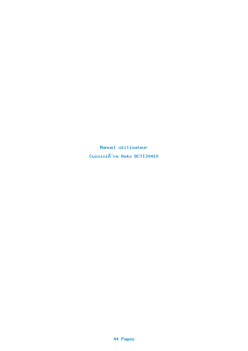 Page 1 de la notice Manuel utilisateur Beko BCTI30410