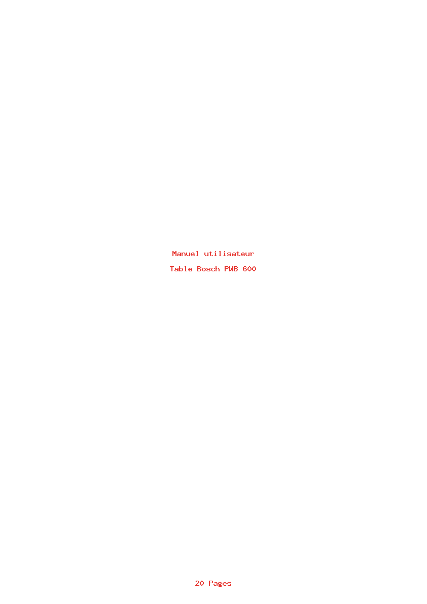 Page 1 de la notice Manuel utilisateur Bosch PWB 600
