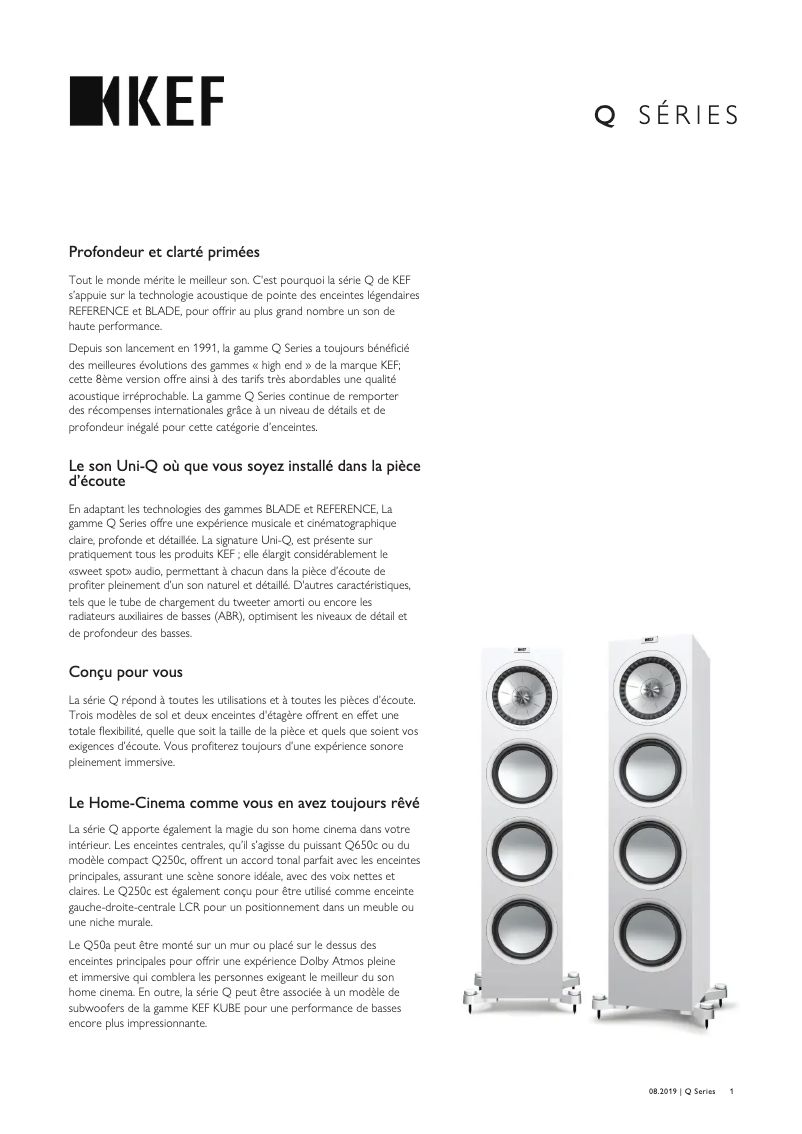 Page 1 of the manual Technical Sheet KEF Q650C