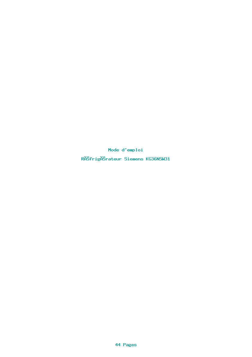 Image de la première page du manuel de l'appareil KG36NSW31