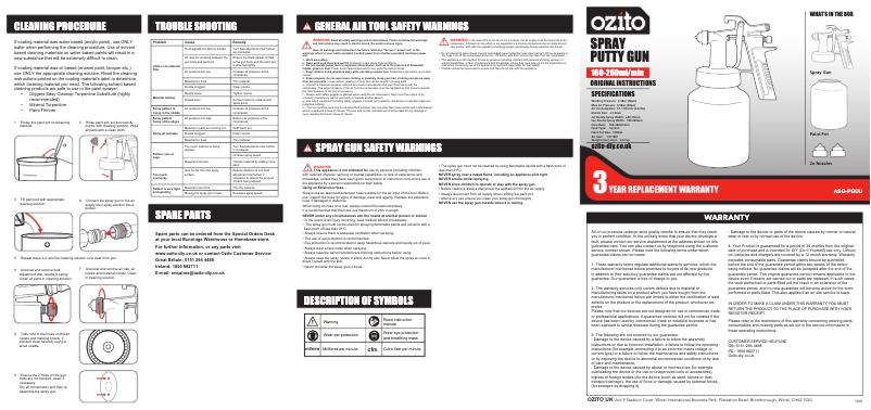 Page 1 de la notice Manuel utilisateur Ozito ASG-PGUU