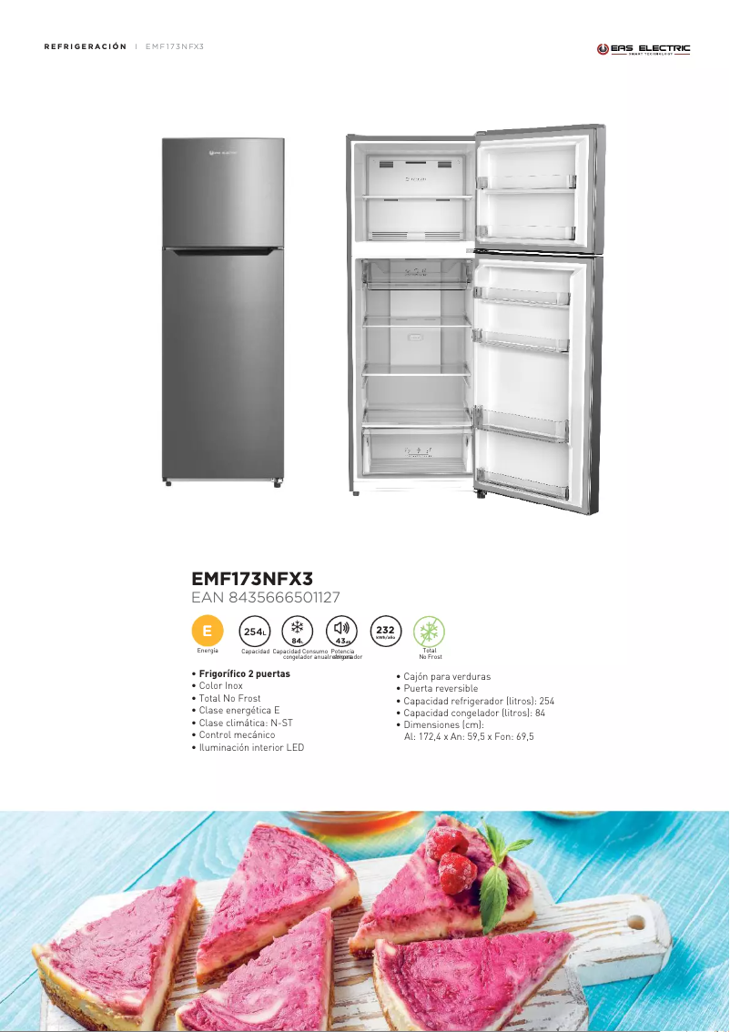 Page 1 de la notice Fiche technique EAS Electric EMF173NFX3