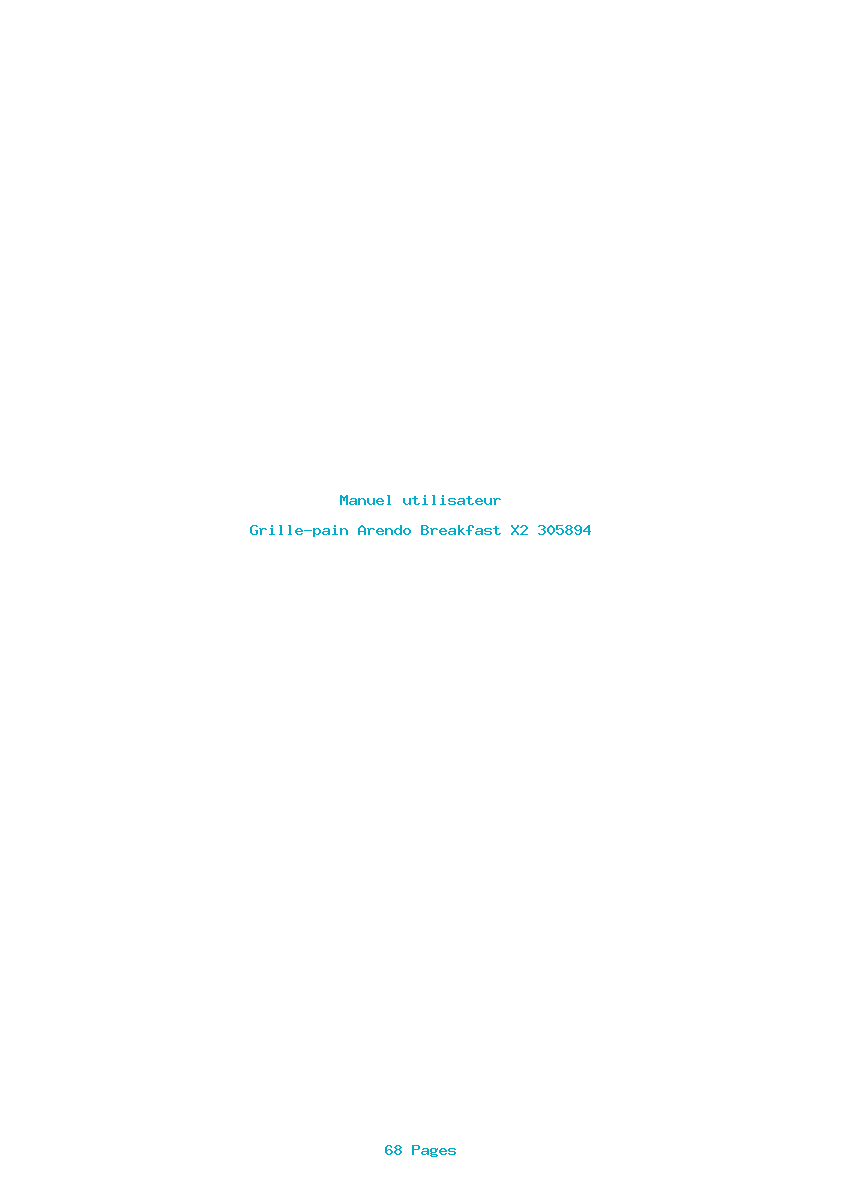 Page 1 de la notice Manuel utilisateur Arendo Breakfast X2 305894