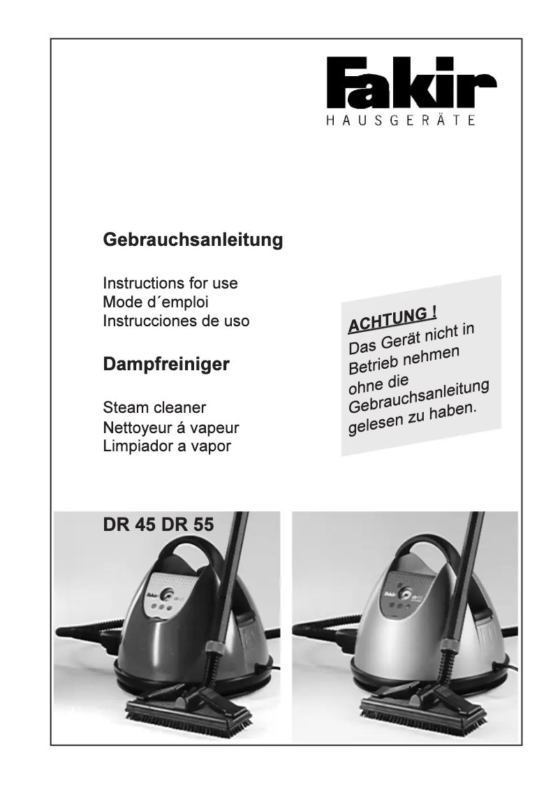 Page 1 de la notice Manuel utilisateur Fakir DR 55