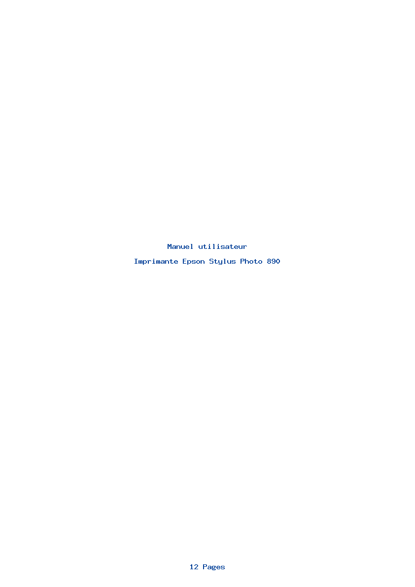 Page 1 de la notice Manuel utilisateur Epson Stylus Photo 890