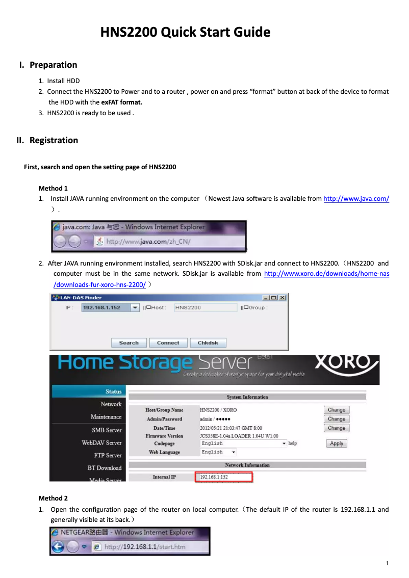 Page 1 de la notice Manuel utilisateur Xoro HNS 2200