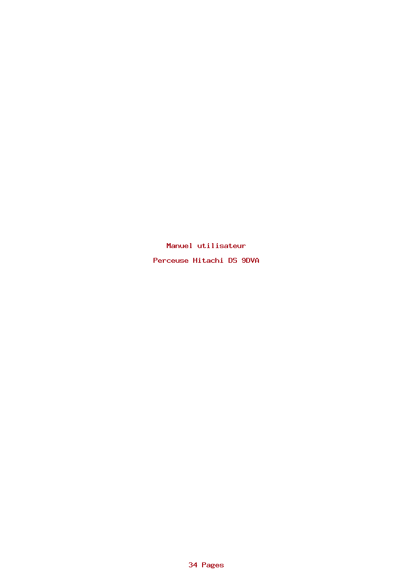 Page 1 de la notice Manuel utilisateur Hitachi DS 9DVA