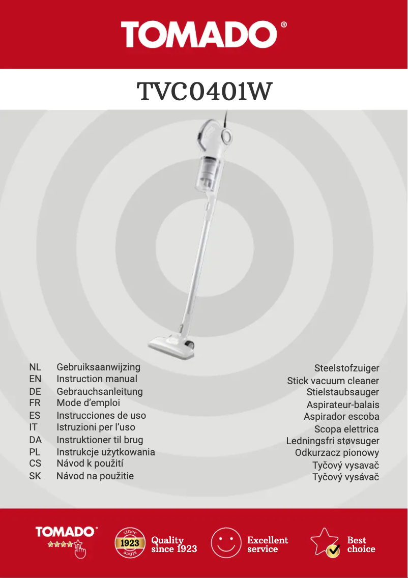 Page 1 de la notice Fiche technique Tomado TVC0401W