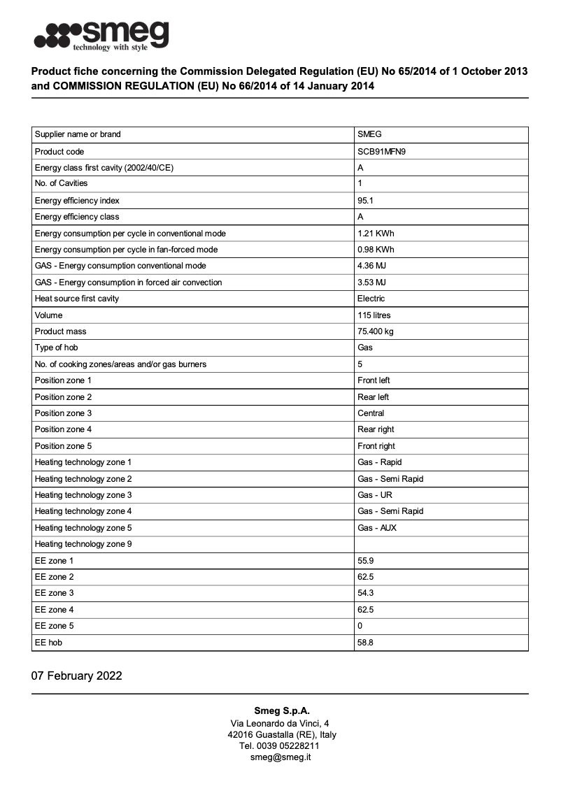 Página 1 del manual Folleto Smeg SCB91MFN9
