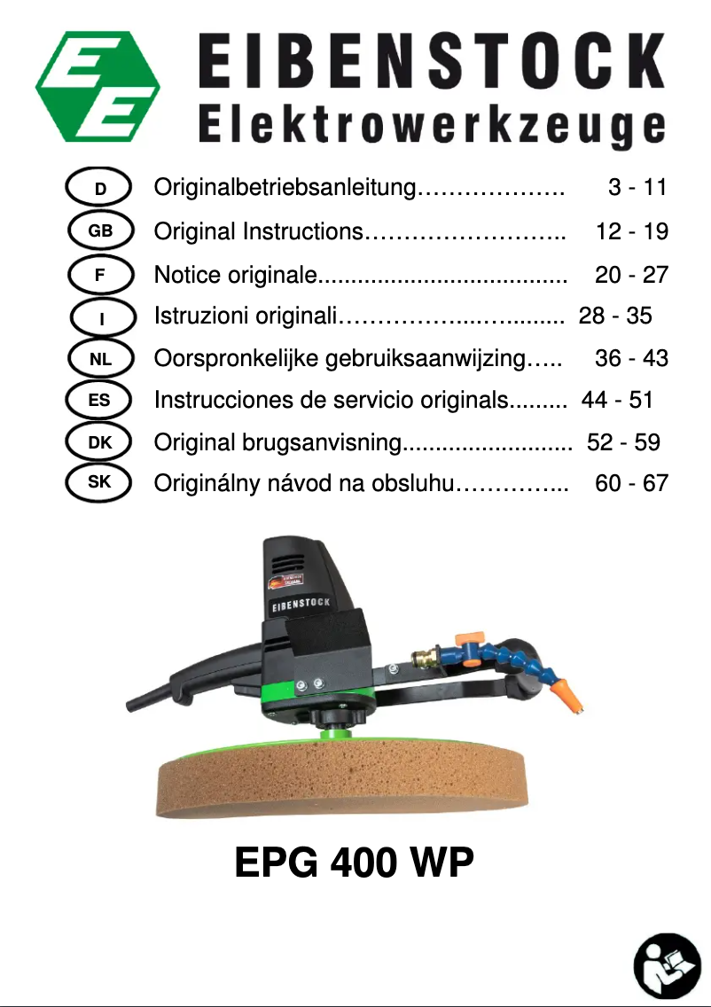 Page 1 of the manual User Manual Eibenstock EPG 400 WP